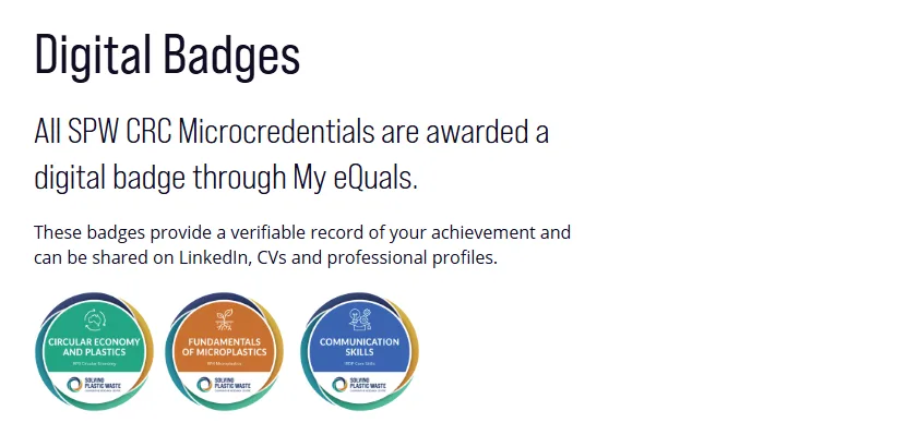 Solving Plastic Waste CRC Digital Badges